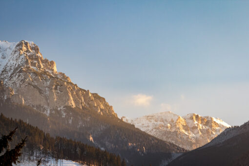 Sunset lit mountain